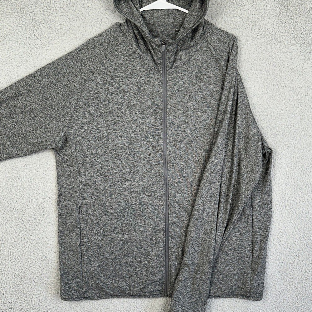 Quince Jacket Mens XL Grey Performance Hoodie Heathered Full Zip Stretch Pockets